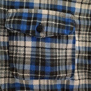 Always Indigo XJ2439 3XL Blue Plaid Lightweight Button Front Hooded Shacket‎